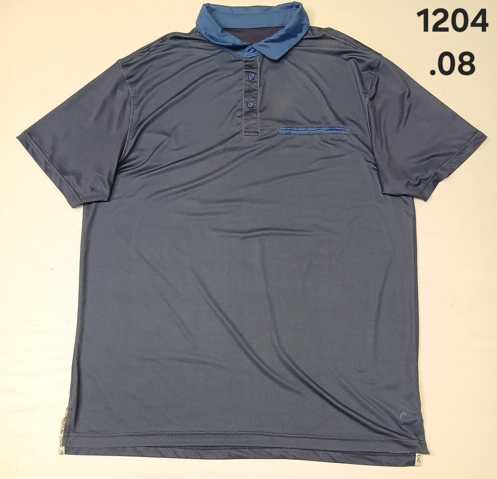 HEAD Golf (2XL) Blue Collar Button Short Sleeve Polo Shirt